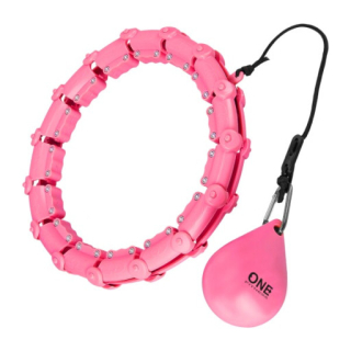 Masážní hula hoop obruč ONE Fitness OHA02 se závažím růžová