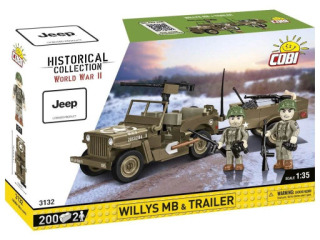 Cobi 3132 II WW Willys MB s přívěsem, 1:35, 200 kostek