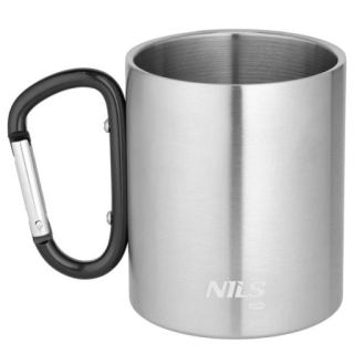 Kempingový hrnek NILS Camp NC17110 s karabinou, 300ml, černý