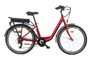 Liberty elektrokolo e-VIA 6 spd 26" středový motor, 36V/10,4Ah, 2026 červené, Přední vidlice Odpružená