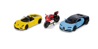 SIKU Super - set 2 sportovní aut a motorka