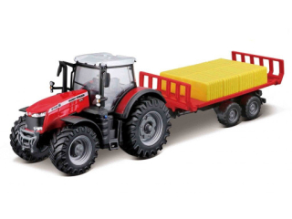 Bburago Farm traktor Messey Ferguson s přívěsem na balíky 1:50