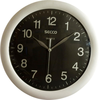 Secco nástěnné hodiny, stříbrno-černé, průměr 30cm