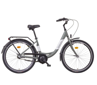 LIBERTY Městské jízdní kolo VIA 7spd NEXUS 26" 2025 šedozelené, Přední vidlice Pevná
