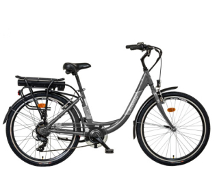 Liberty elektrokolo e-VIA 6 spd 26" zadní motor, 36V/17,5Ah, 2026 antracitové, Přední vidlice Pevná