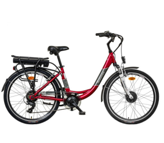 Liberty elektrokolo e-VIA 6 spd 26" přední motor, 36V/14Ah, 2026 červené, Přední vidlice Pevná