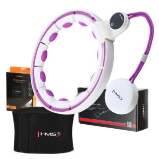 Masážní hula hoop se závažím HHM17 a zeštíhlujícího pásu BR163 bílo-fialová