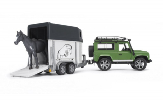 Bruder 2592 Land Defender s přívěsem na koně