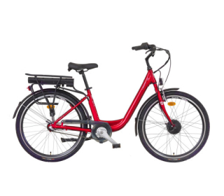 Elektrokolo Liberty e-VIA 3spd 26" přední motor, 36V/10,4Ah, 2026 červené, Přední vidlice Odpružená