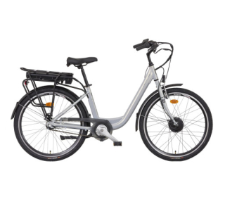 Elektrokolo Liberty e-VIA 3spd 26" přední motor, 36V/10,4Ah, 2026 stříbrné, Přední vidlice Odpružená