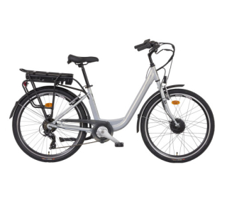 Liberty elektrokolo e-VIA 6 spd 26" přední motor, 36V/14Ah, 2026 stříbrná, Přední vidlice Pevná
