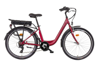 Elektrokolo Liberty e-VIA 6 spd 26" středový motor, 36V/14Ah, 2026 rubínové, Přední vidlice Pevná