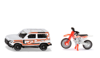 SIKU Blister - Land Rover Defender s KTM motocyklem