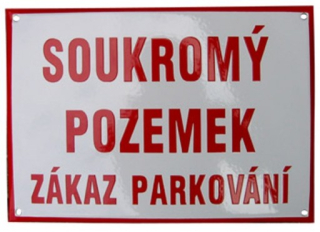 Soukromý pozemek zákaz parkování, bílo-červená, 297x210 mm