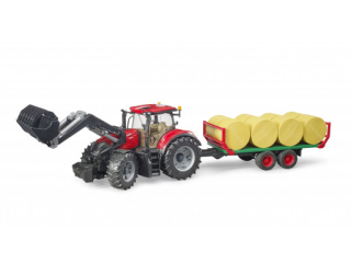 Bruder 3198 Traktor CASE IH Optum 300CVX a vůz na balíky
