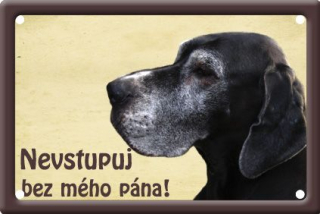 Plechová psí cedule, Německá doga tmavá, Nevstupuj bez mého pána!